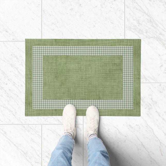 Paillasson Linge vert et En vichy Chèque de cuisine (Intérieur)