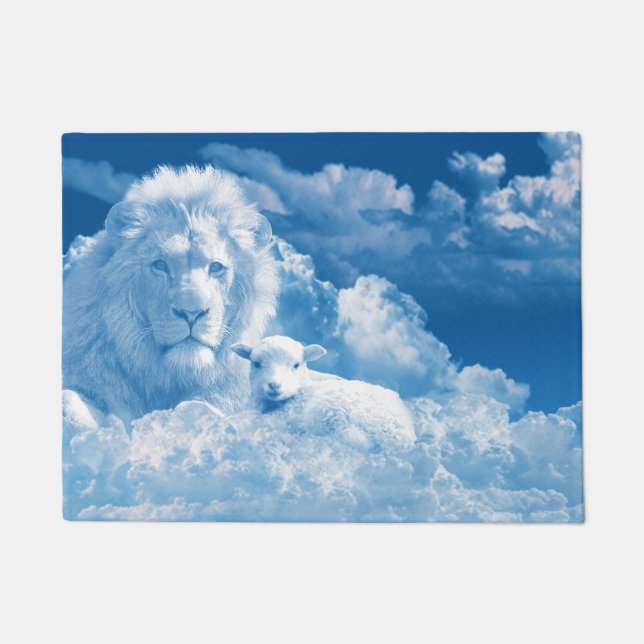 Paillasson Lion et agneau dans les nuages (Devant)