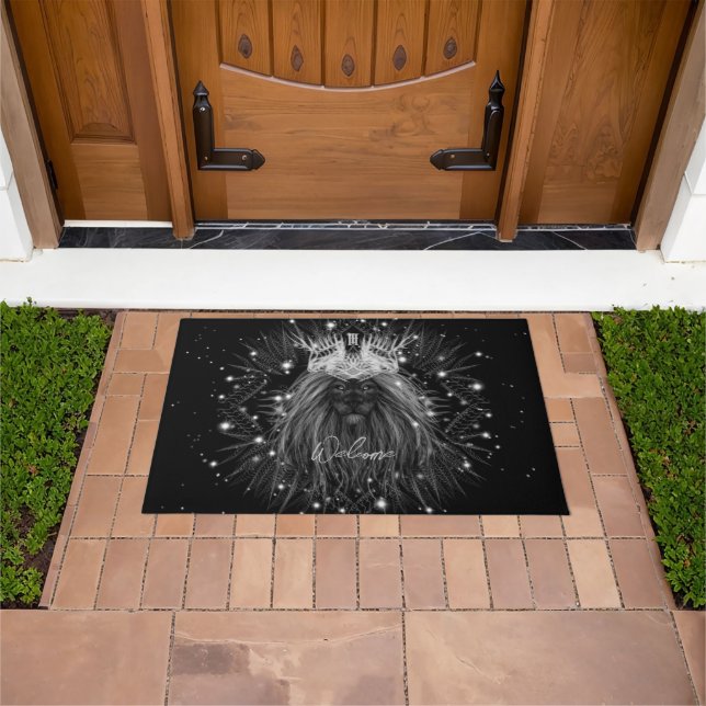 Paillasson Lion Starlight avec Monogramme Couronne Bienvenue (De plein air)