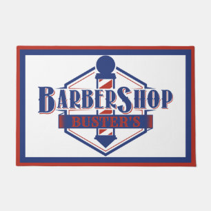 Paillasson Logo Barbier rouge et bleu Personnaliser 24" x 36"