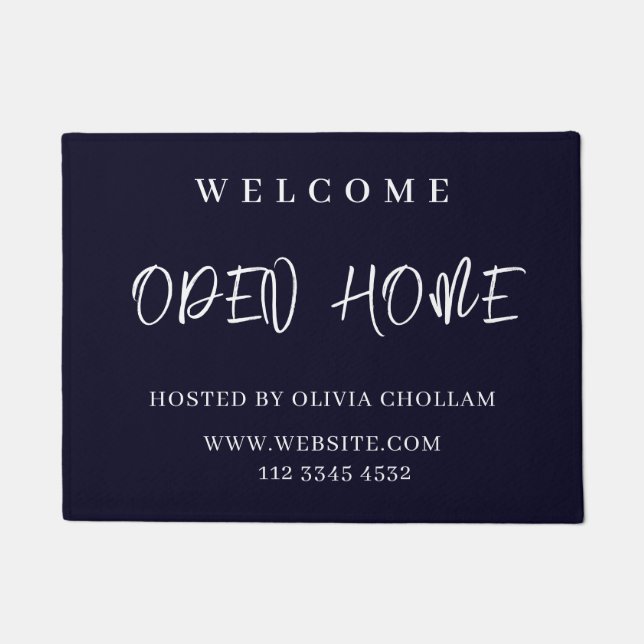 Paillasson Logo bleu marine | Affiche de bienvenue Open House (Devant)