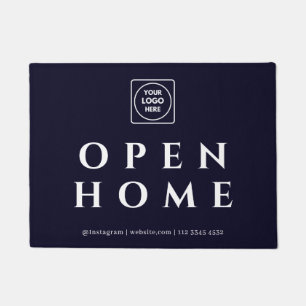 Paillasson Logo Bleu Marine Panneau Immobilier Maison Ouver