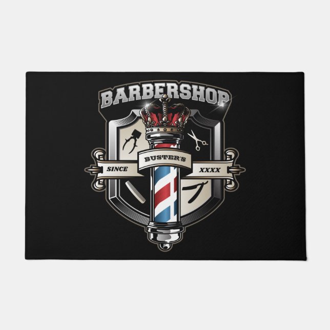 Paillasson Logo classique Barbershop Personnalisez 24" x 36" (Devant)
