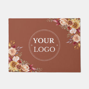 Paillasson Logo d'entreprise Automne Floral Brûlé Orange Terr