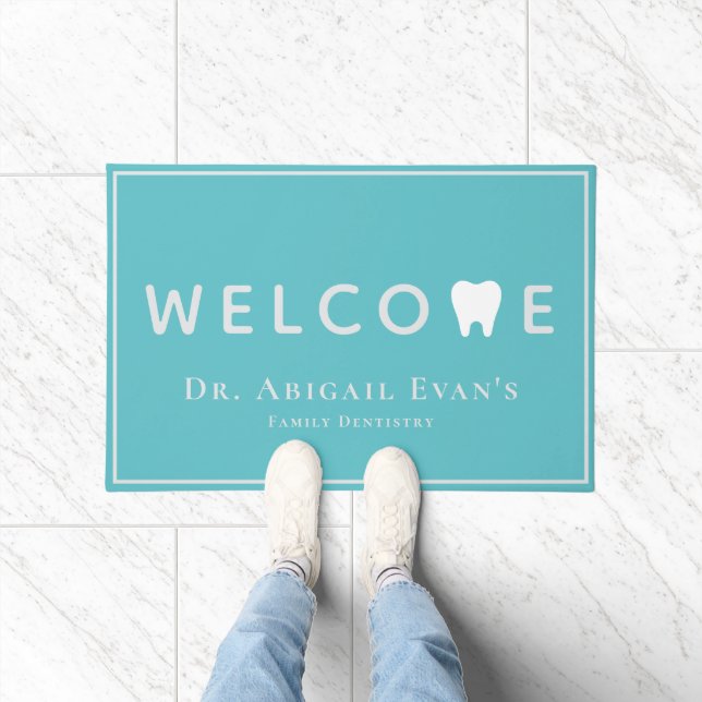 Paillasson Logo moderne pour dents Light Dentistrie Turquoise (Intérieur)
