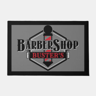 Paillasson Logo noir et rouge en coiffure Personnalisez 24 po
