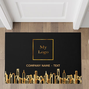 Paillasson Logo noir or ville skyline affaires immobilier