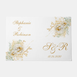Paillasson Logo or Floral Monogram Mariage Cadeau