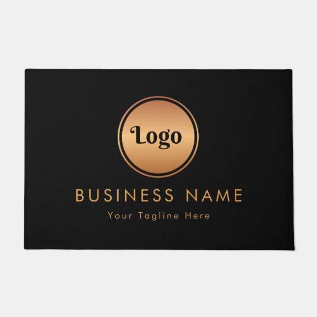 Paillasson Logo Or & Texte Personnalisé Entreprise Marque (Devant)