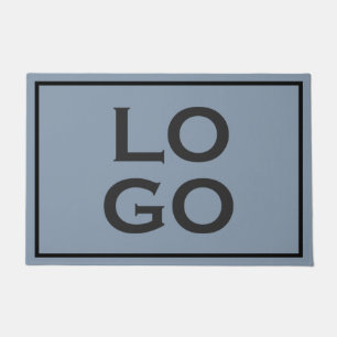 Paillasson Logo personnalisé sur Dusty Blue avec cadre