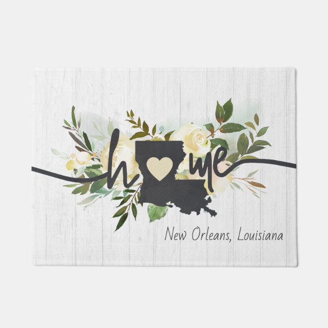 Paillasson Louisiana State Personnalisé votre ville natale Ru (Devant)
