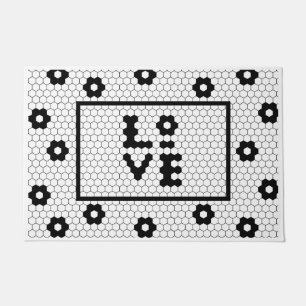 Paillasson Love Black and White Geometry Tile Design