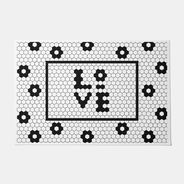 Paillasson Love Black and White Geometry Tile Design (Devant)