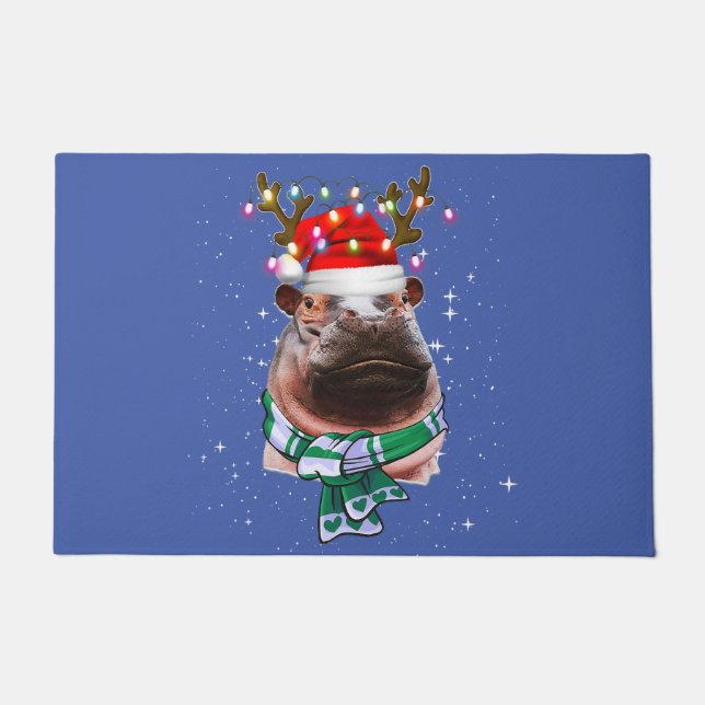 Paillasson lumières de Noël hippo (Devant)