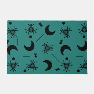 Paillasson Lunes et étoiles L'ère atomique Turquoise Abstrait