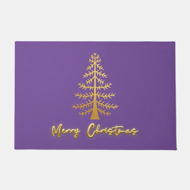 Paillasson Luxe moderne glam métallique Xmas moderne violet (Devant)