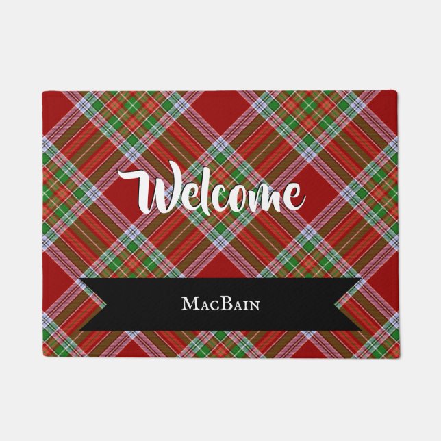 Paillasson MacBain Scottish Tartan Plaid Motif Hello (Devant)
