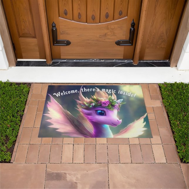 Paillasson Magie à l'intérieur - Dragon de fée violet (De plein air)