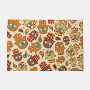 Paillasson Main de Hamsa - Main de Fatima Turquoise Terracott