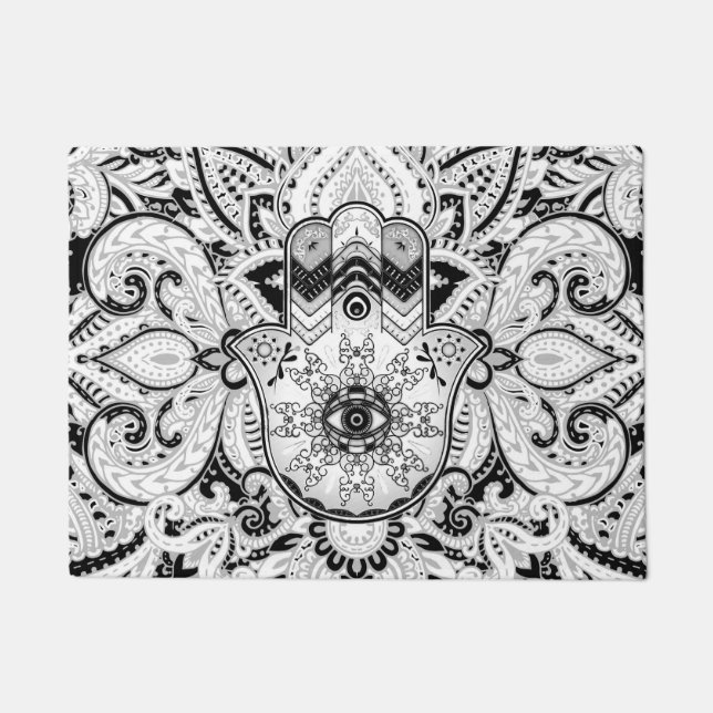 Paillasson Main Hamsa - Main en nuances de gris Fatima (Devant)