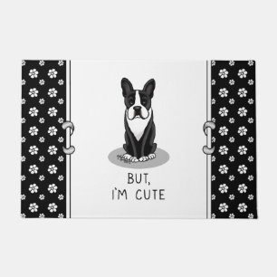 Paillasson Mais, je suis mignon Boston Terrier (noir) Drôle C