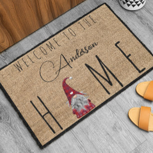 Paillasson Maison de Gnome à Carreaux de Noël de Vacances Mig