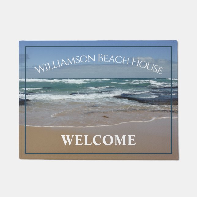 Paillasson Maison de plage personnalisée Ocean Door Mat (Devant)