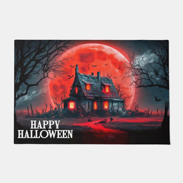 Paillasson Maison hantée d'Halloween super Éffrayante (Devant)