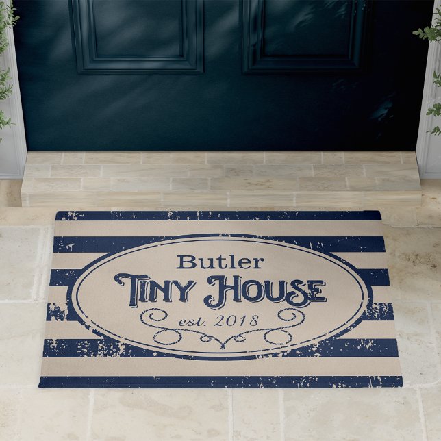 Paillasson Maison minuscule Personnalisé Marine Bleu (Créateur téléchargé)