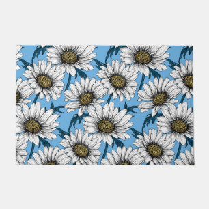 Paillasson Maisonnettes, fleurs sauvages sur bleu
