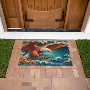Paillasson Majestic Eagle Fishing dans une vague 36x24