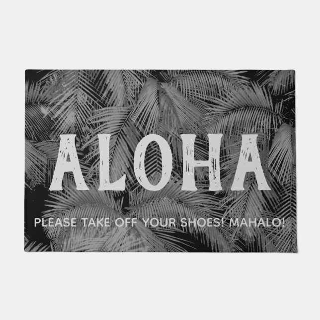 Paillasson Makana Palms Hawaiian Tropical Feuilles Aloha Grey (Devant)
