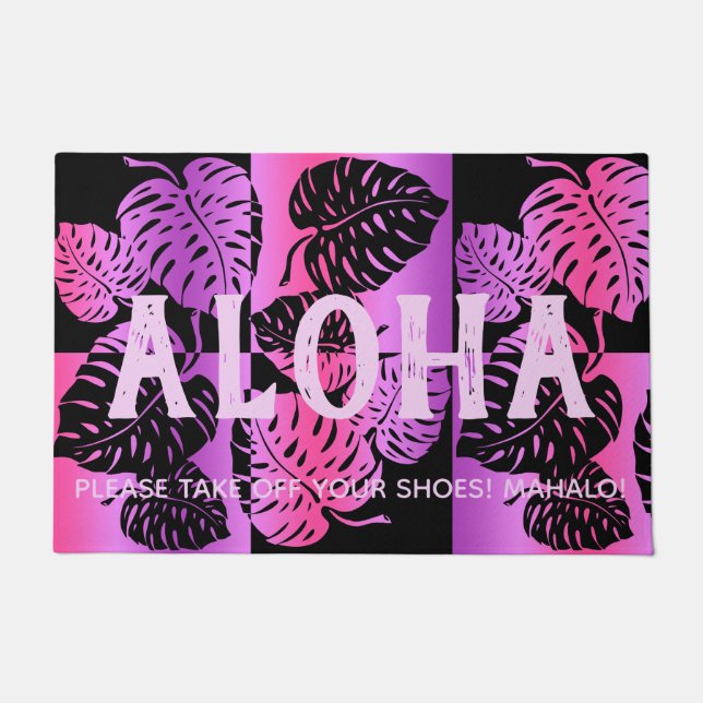 Paillasson Makua Monstera Tropical Hawaiian Striped Blend (Devant)