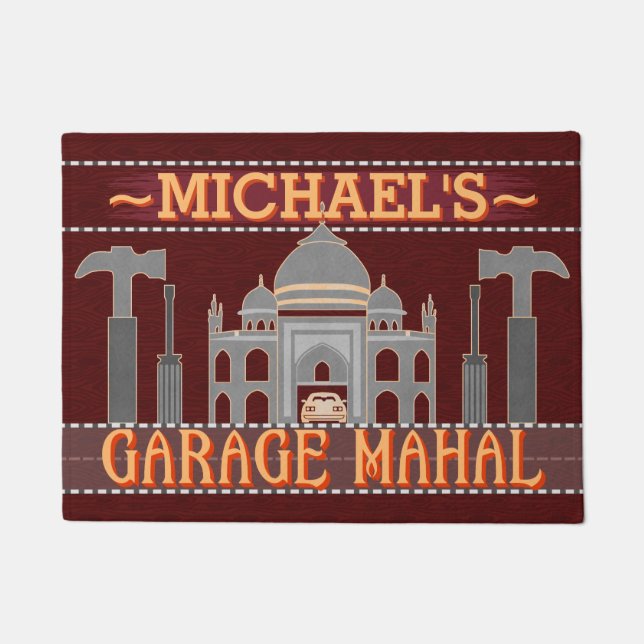 Paillasson Man Cave Garage Mahal Funny Tools| Nom personnalis (Devant)