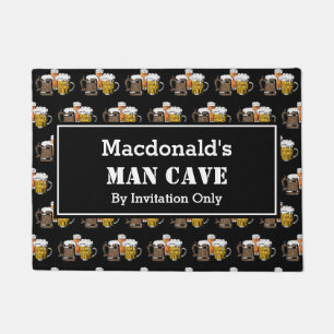 Paillasson MAN CAVE Novelty Trois bières PERSONNALISABLE Noir