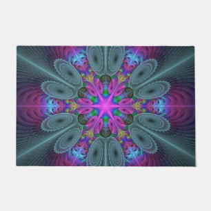 Paillasson Mandala De Centre Coloré Fractage Art Avec Rose