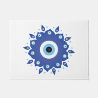 Mandala Grec Mal Oeil Bleu Blanc