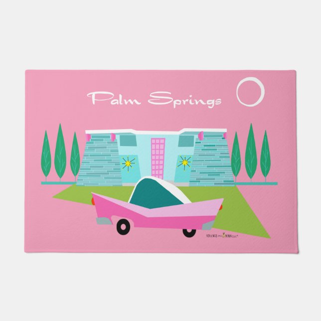 Paillasson Manteau de porte Retro rose Palm Springs (Devant)