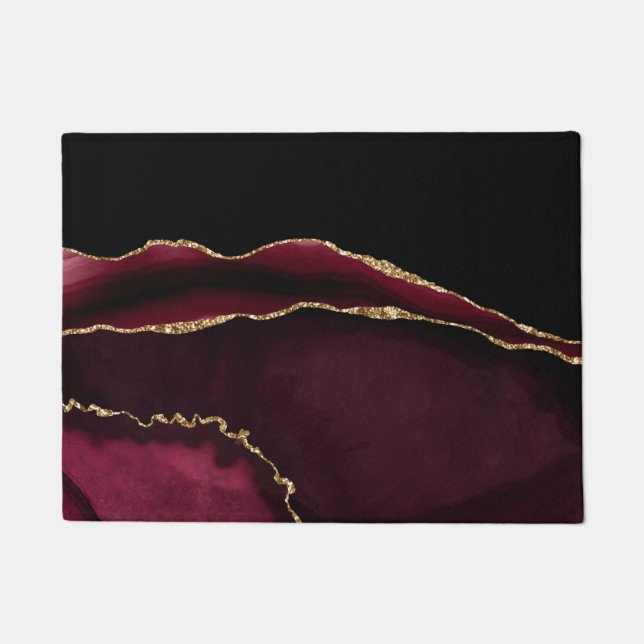 Paillasson Marbre Agate Chic Black Purple Gold Parties scinti (Devant)