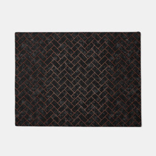 PAILLASSON MARBRE BRICK2 NOIR ET MÉTAL BALAYÉ PAR CUIVRE