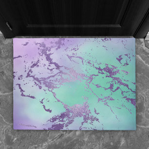 Paillasson Marbre chic Lavande violet et vert menthe