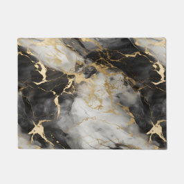 Paillasson Marbre de luxe blanc, or et noir élégant
