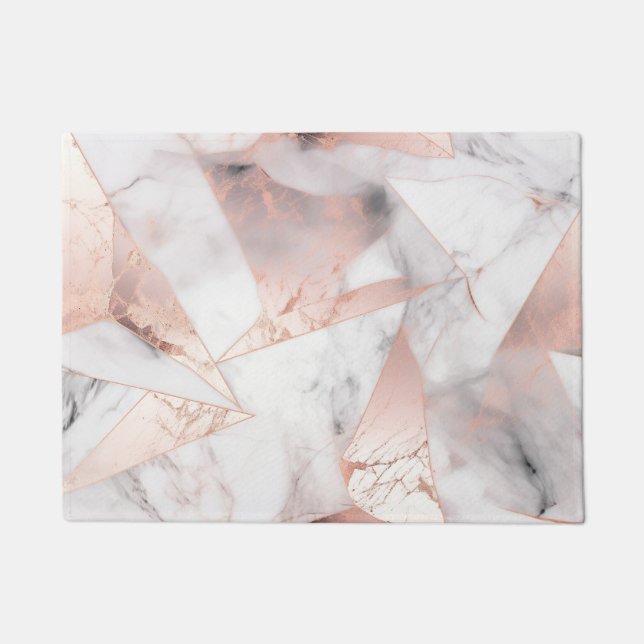 Paillasson Marbre géométrique Rose or tendance (Devant)