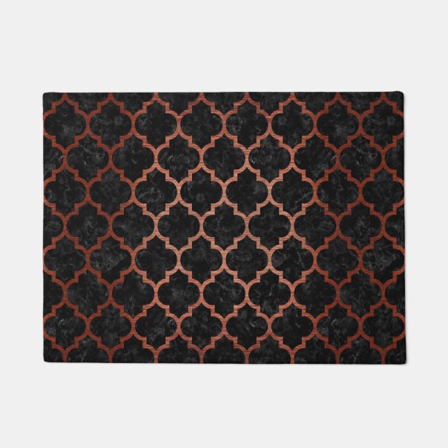PAILLASSON MARBRE TILE1 NOIR ET MÉTAL BALAYÉ PAR CUIVRE (Devant)