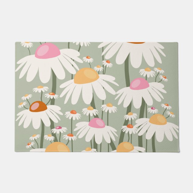 Paillasson Marché aux Fleurs Tokyo Retro Daisies Sage Green (Devant)
