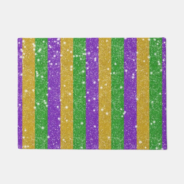 Paillasson Mardi Gras Couleurs Parties scintillant Stripe Bli (Devant)