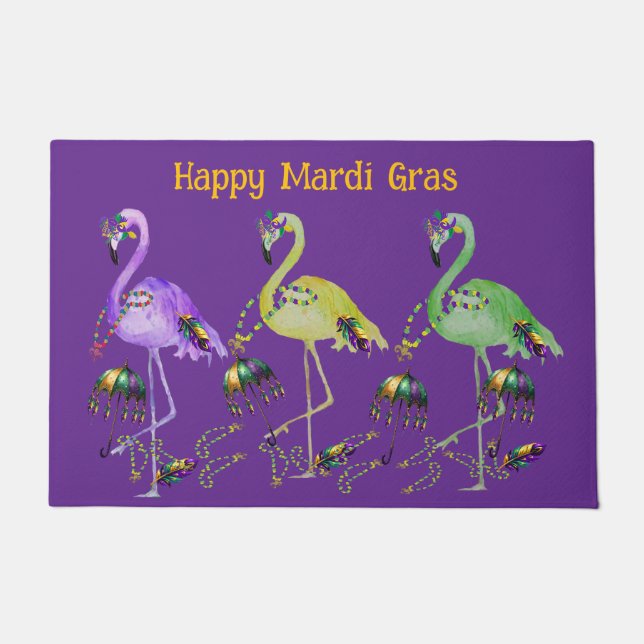 Paillasson Mardi Gras Flamingos Coastal (Devant)