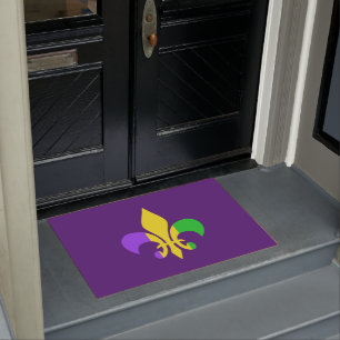 Paillasson Mardi Gras Fleur-de-Lis Vert Jaune violet