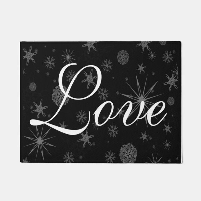 Paillasson Mariage d'hiver Love Snowflakes Design Noël (Devant)