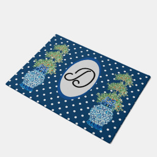 Paillasson Marine Blue Chinoiserie Orange Topior